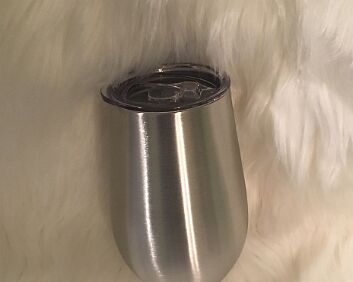 14oz stemless stainless steel wine glass with sliding lid on, double wall-vacuum seal insulation, BPA free