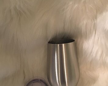 14oz stemless stainless steel wine glass with sliding lid, double wall-vacuum seal insulation, BPA free