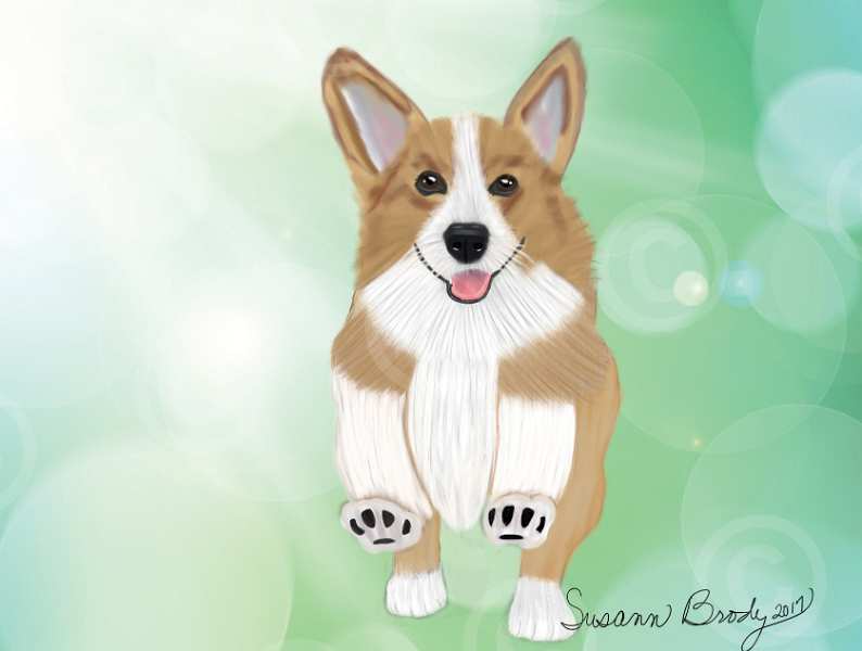 No. 1 Corgi-green bkgrnd